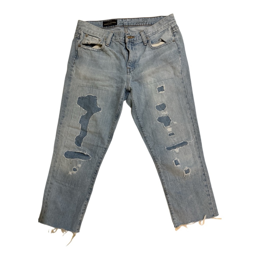 J.crew broken in boyfriend Ripped Light Blue Denim Jeans